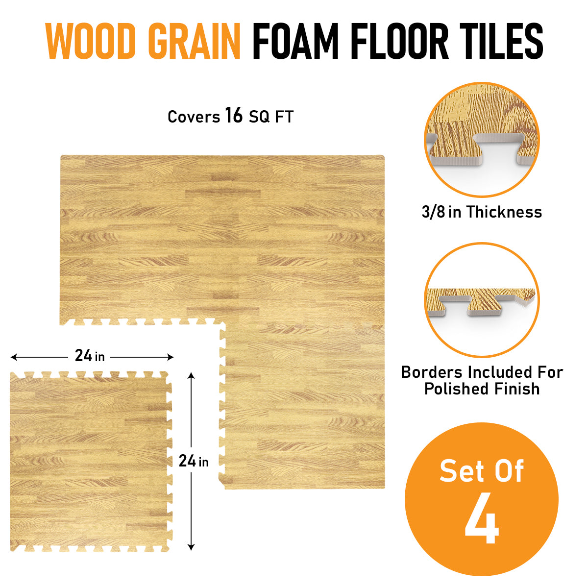 Medium Oak Foam Floor Tiles