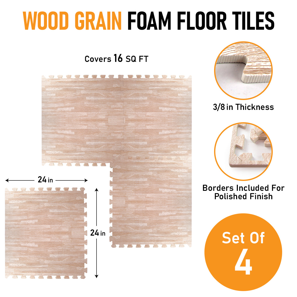 Light Oak Foam Floor Tiles